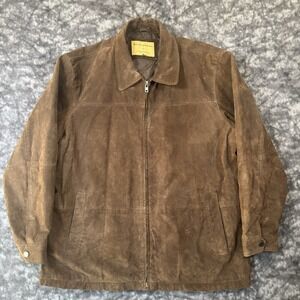 Boston Harbour Outdoor Wear Suede Leather Jacket Mens Size XL Brown Full Zip